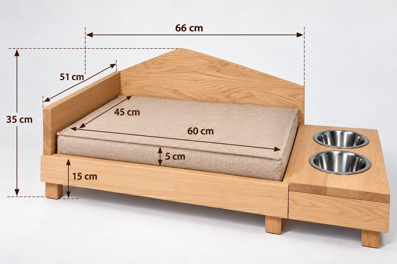 Dimension drawing: Lilly bed, size S